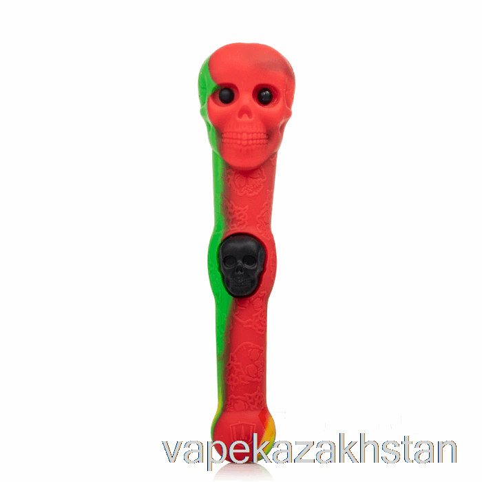 Vape Disposable Stratus Skull Dipper Silicone Dab Straw Rasta (Green / Red / Yellow)